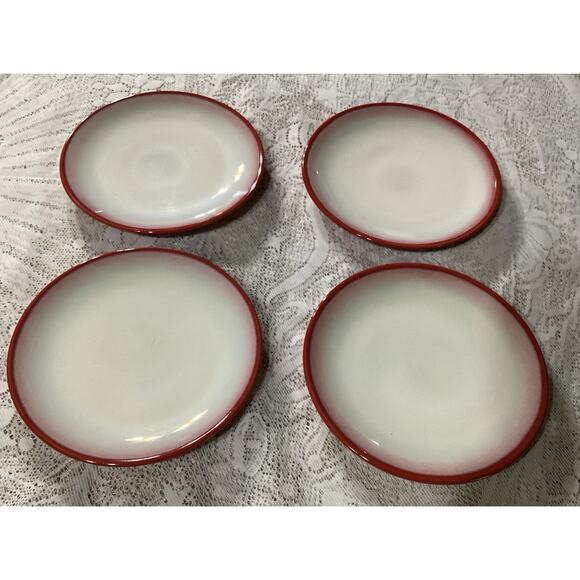 4 Sango Nova Retro Red Salad Plates 7.75" - Picture 1 of 9